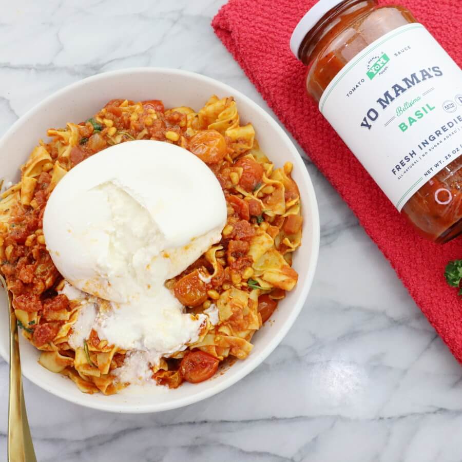 Basil Burrata Pappardelle - Yo Mama's Foods