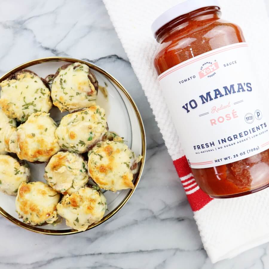 Rosé Wine Stuffed Mushrooms - Yo Mama's Foods
