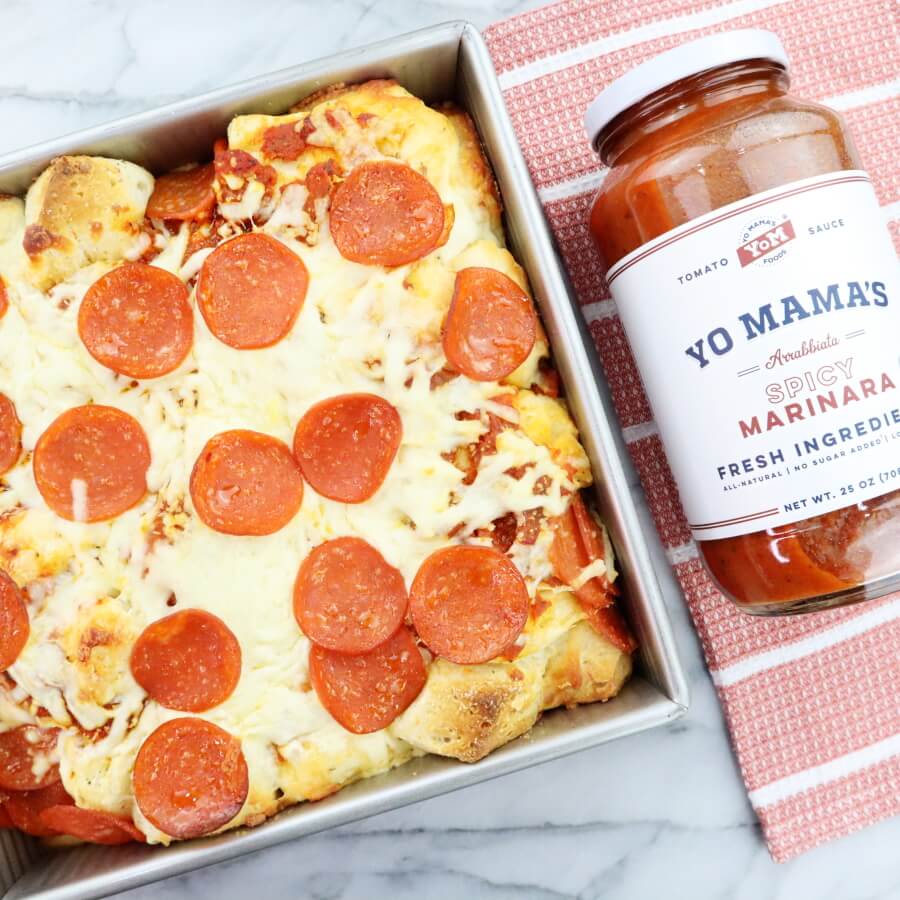 Spicy Marinara Pull Apart Bread - Yo Mama's Foods
