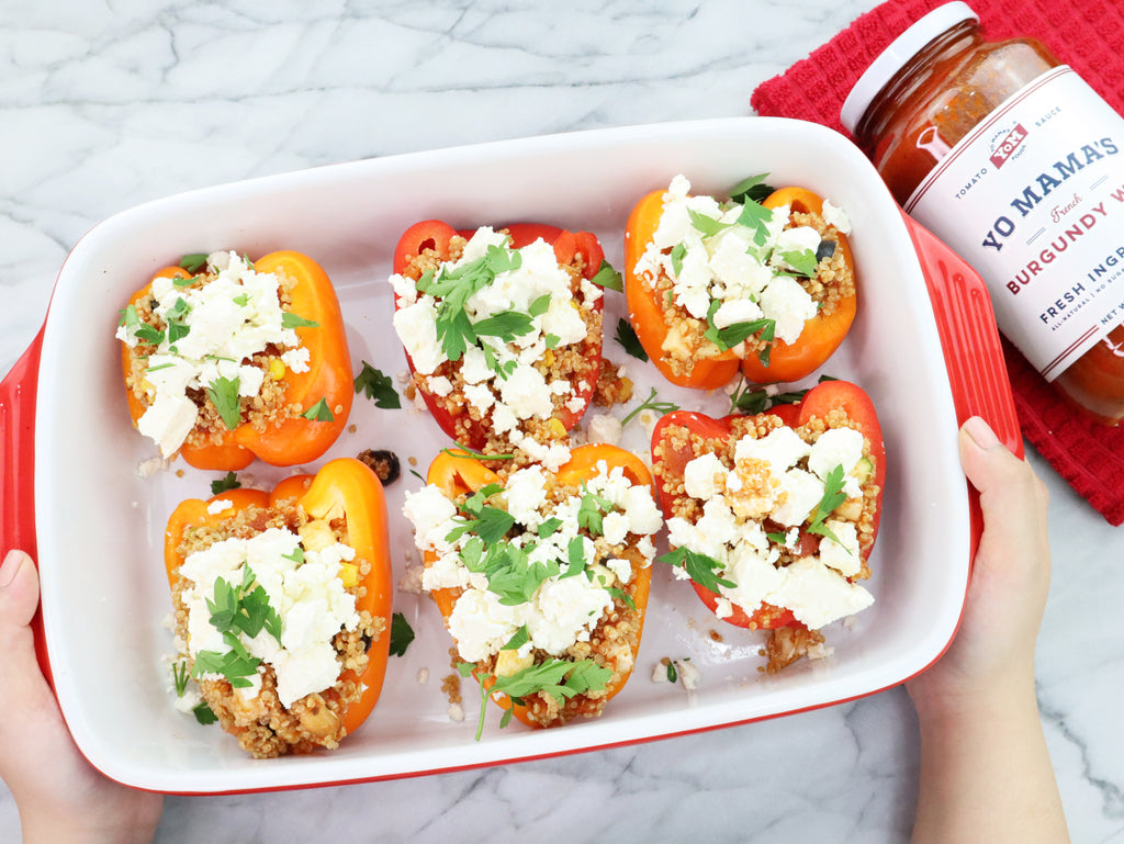 Burgundy Wine Mediterranean Stuffed Peppers - Yo Mama's Foods