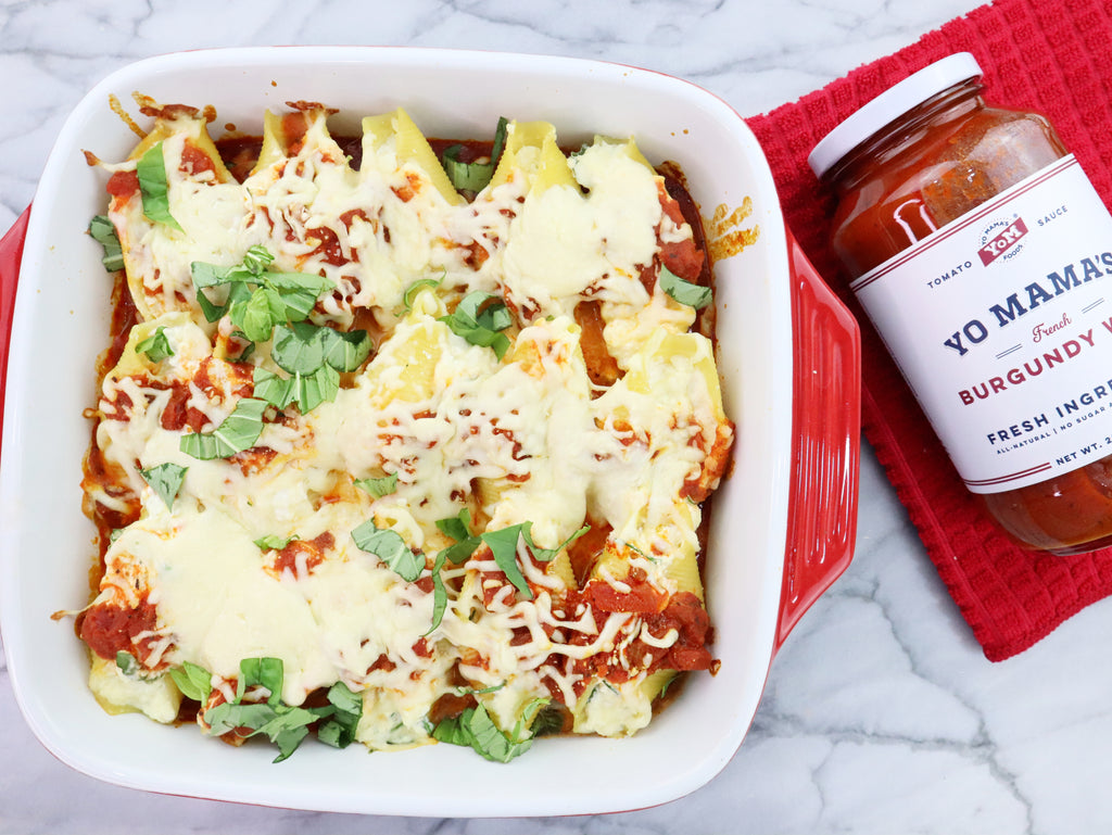 Burgundy Stuffed Ricotta Shells - Yo Mama's Foods