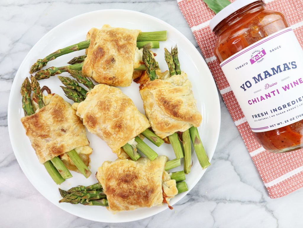 Chianti Wine Proscuito and Asparagus Puffs - Yo Mama's Foods