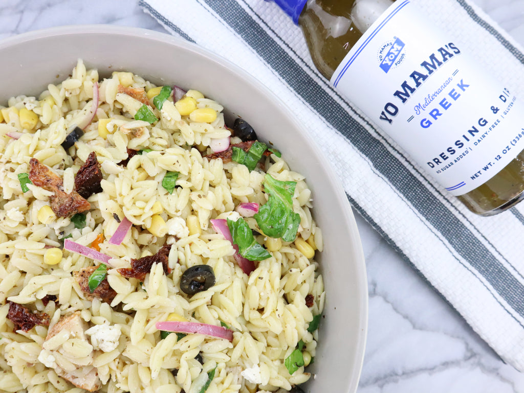 Greek Orzo Pasta Salad - Yo Mama's Foods