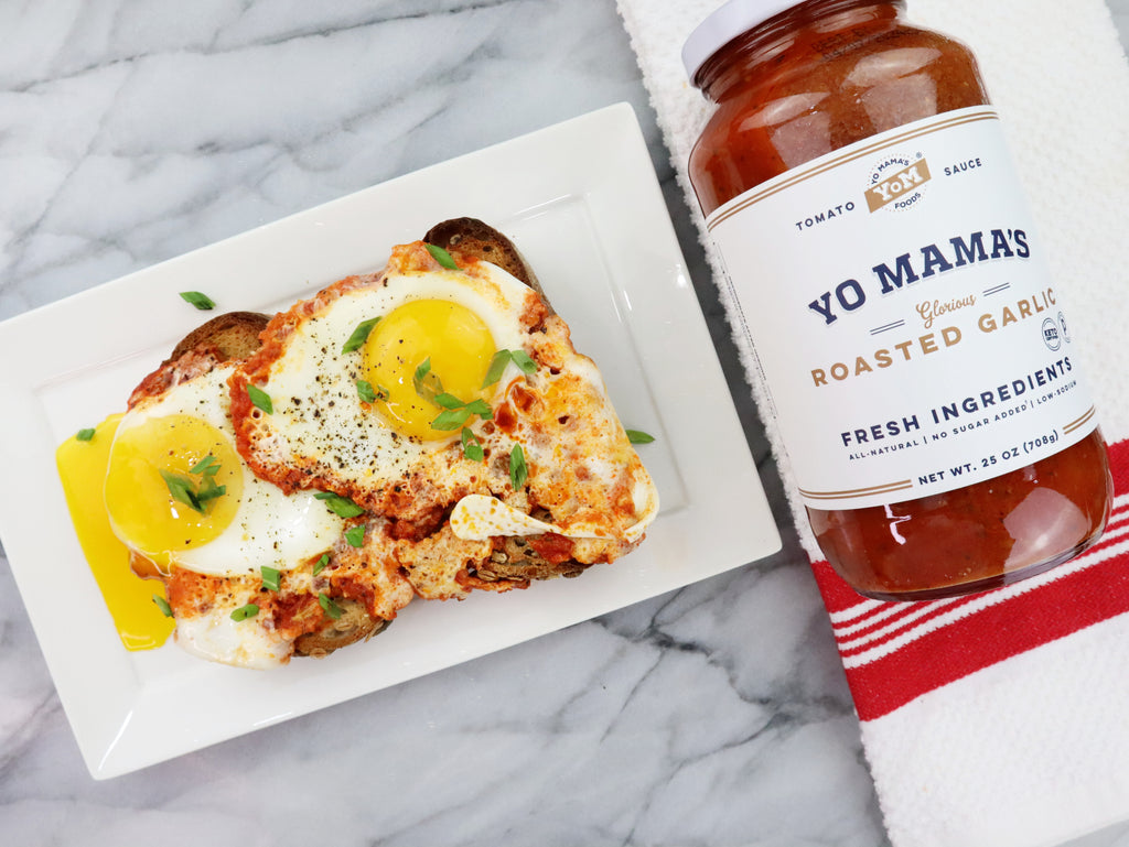 Eggs and Toast with Roasted Garlic Tomato Sauce - Yo Mama's Foods
