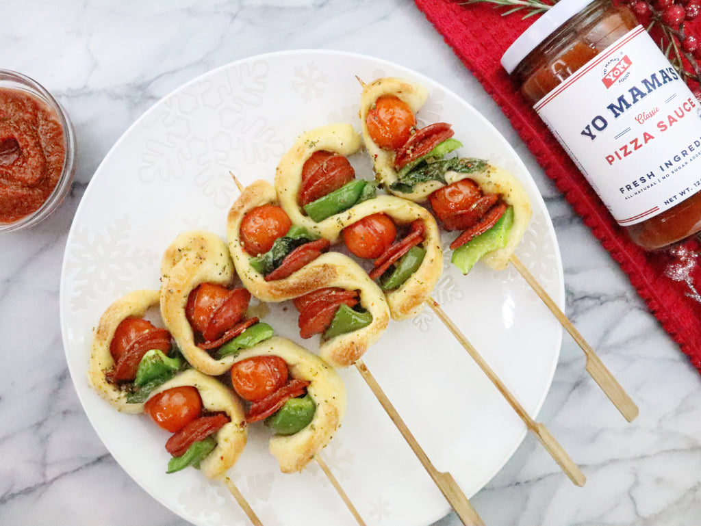 Holiday Tree Pizza Skewers - Yo Mama's Foods