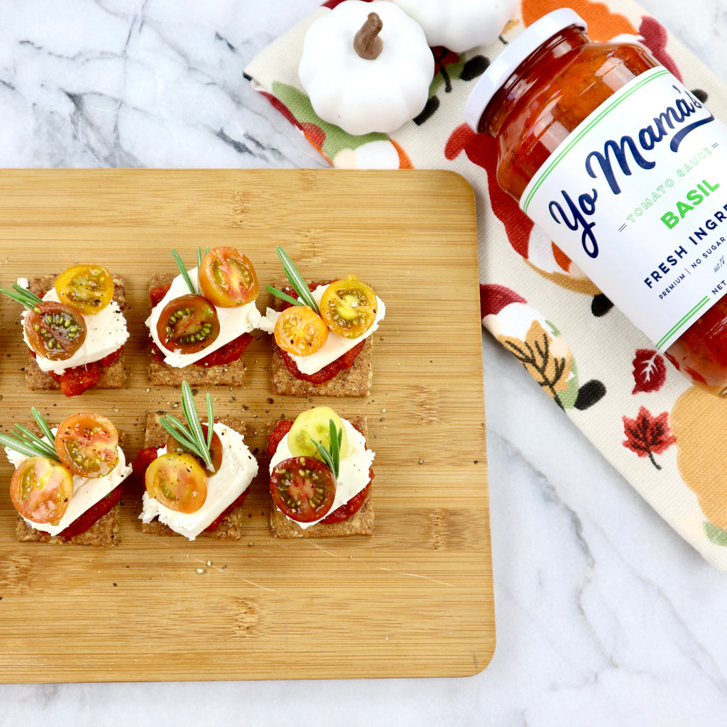 Basil Goat Cheese Canapés - Yo Mama's Foods