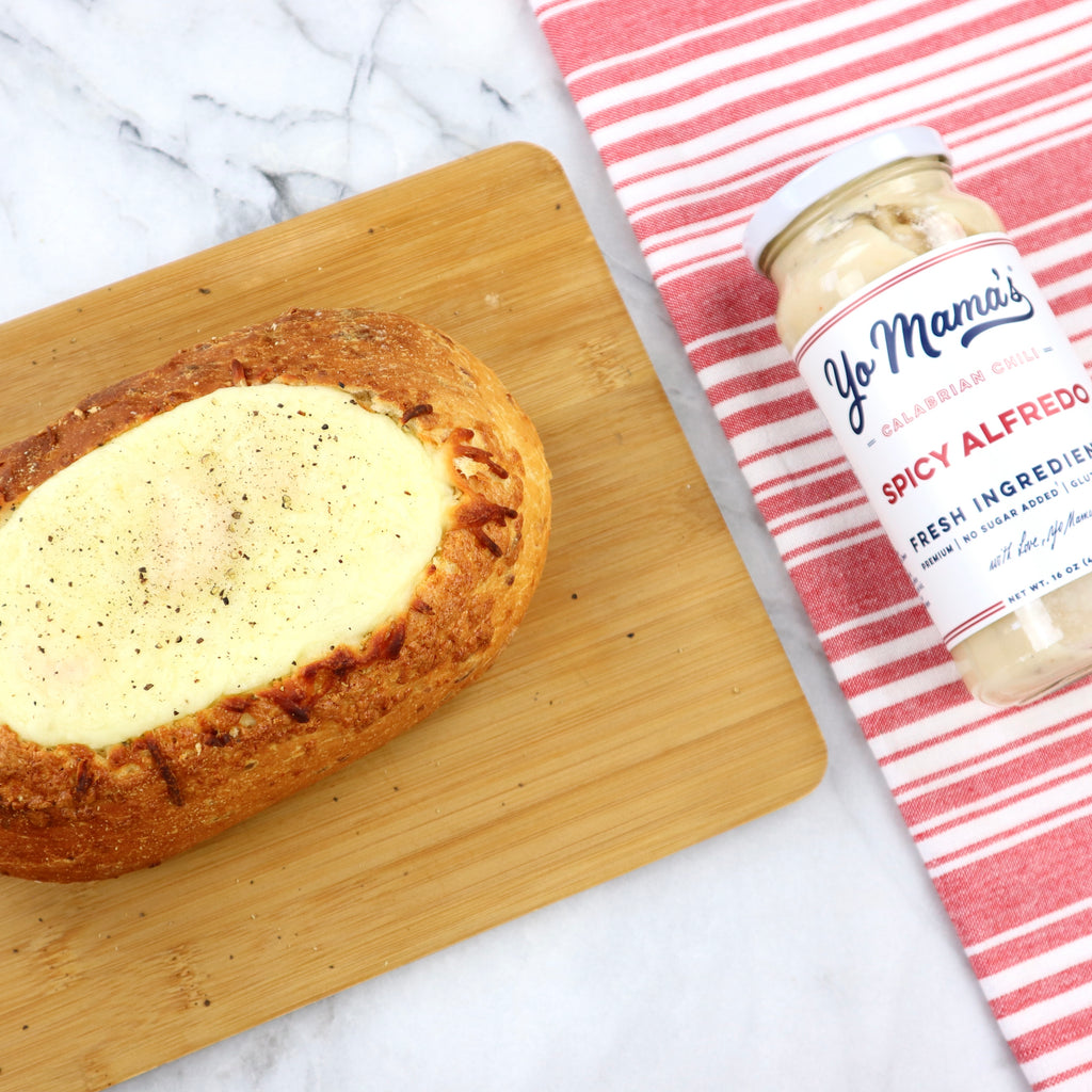 Spicy Alfredo Bread Bowl - Yo Mama's Foods