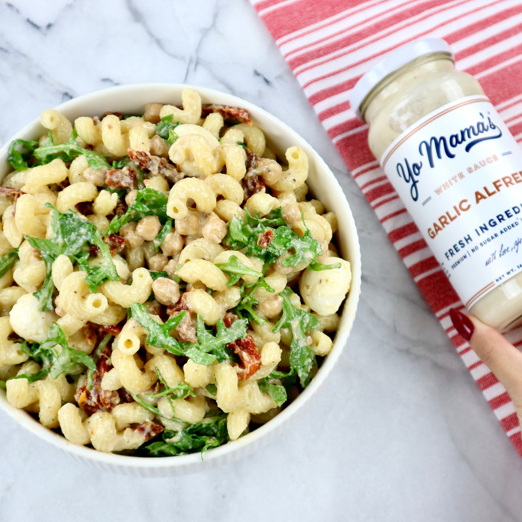 Garlic Alfredo Pasta Salad - Yo Mama's Foods