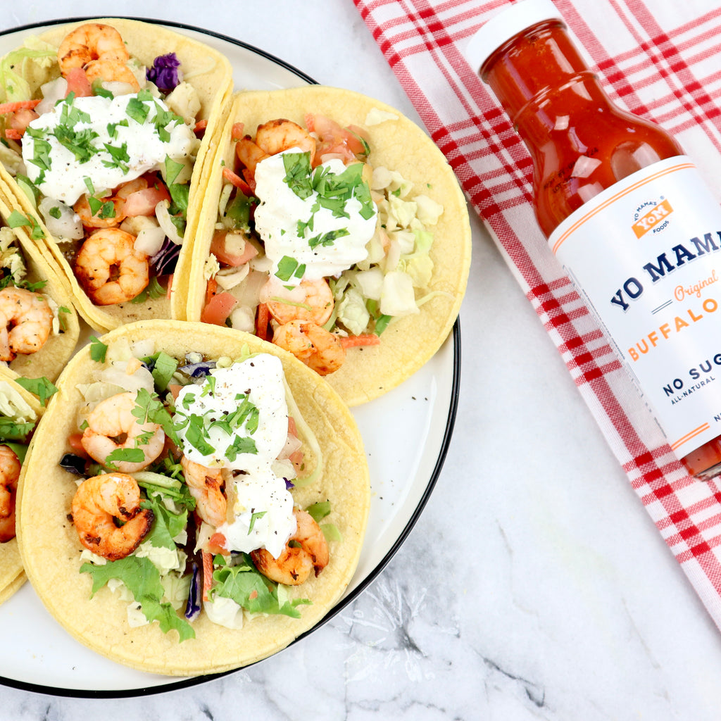 Buffalo Shrimp Tacos - Yo Mama's Foods
