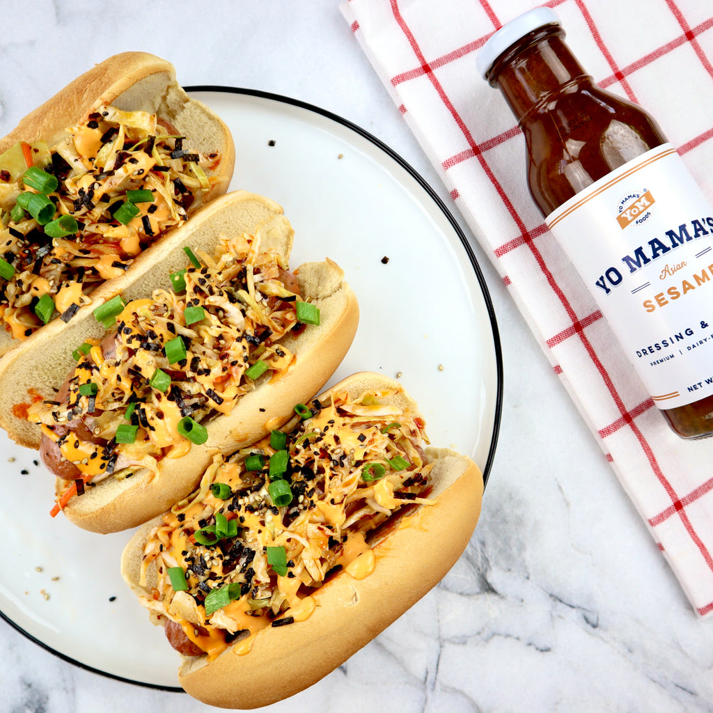 Sesame Slaw Dogs - Yo Mama's Foods