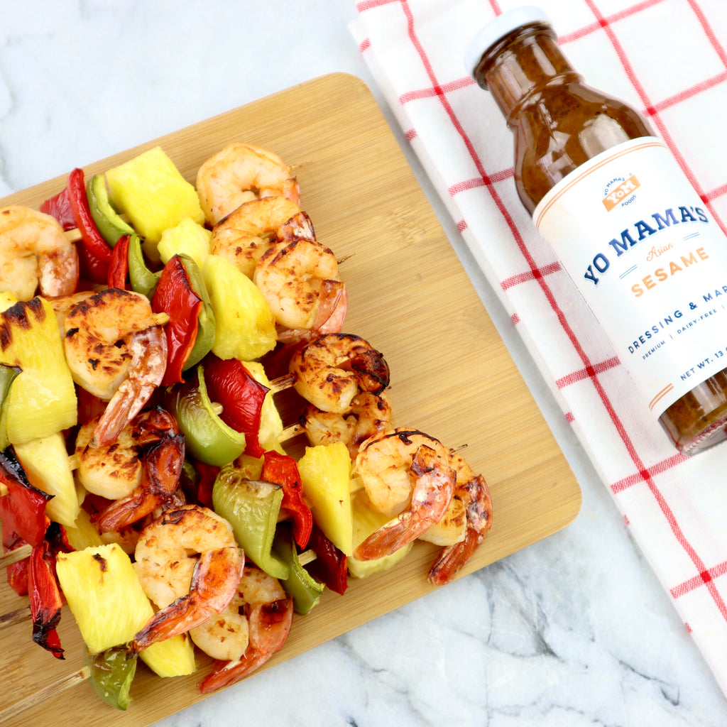 Sesame Shrimp Pineapple Kebabs - Yo Mama's Foods