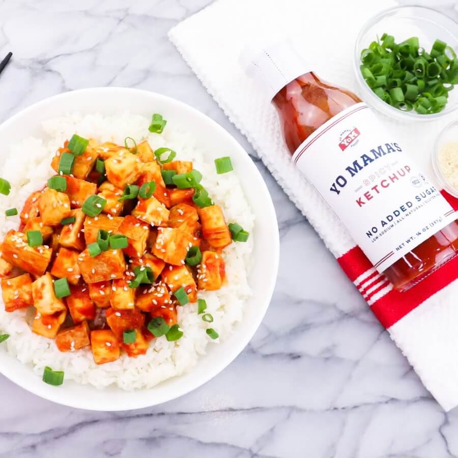 Asian Tofu Bowl with Spicy Ketchup - Yo Mama's Foods