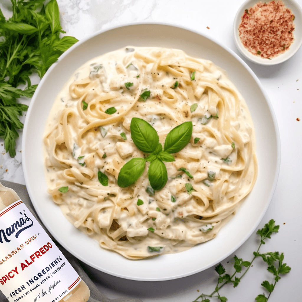Spicy Alfredo Sauce - Yo Mama's Foods